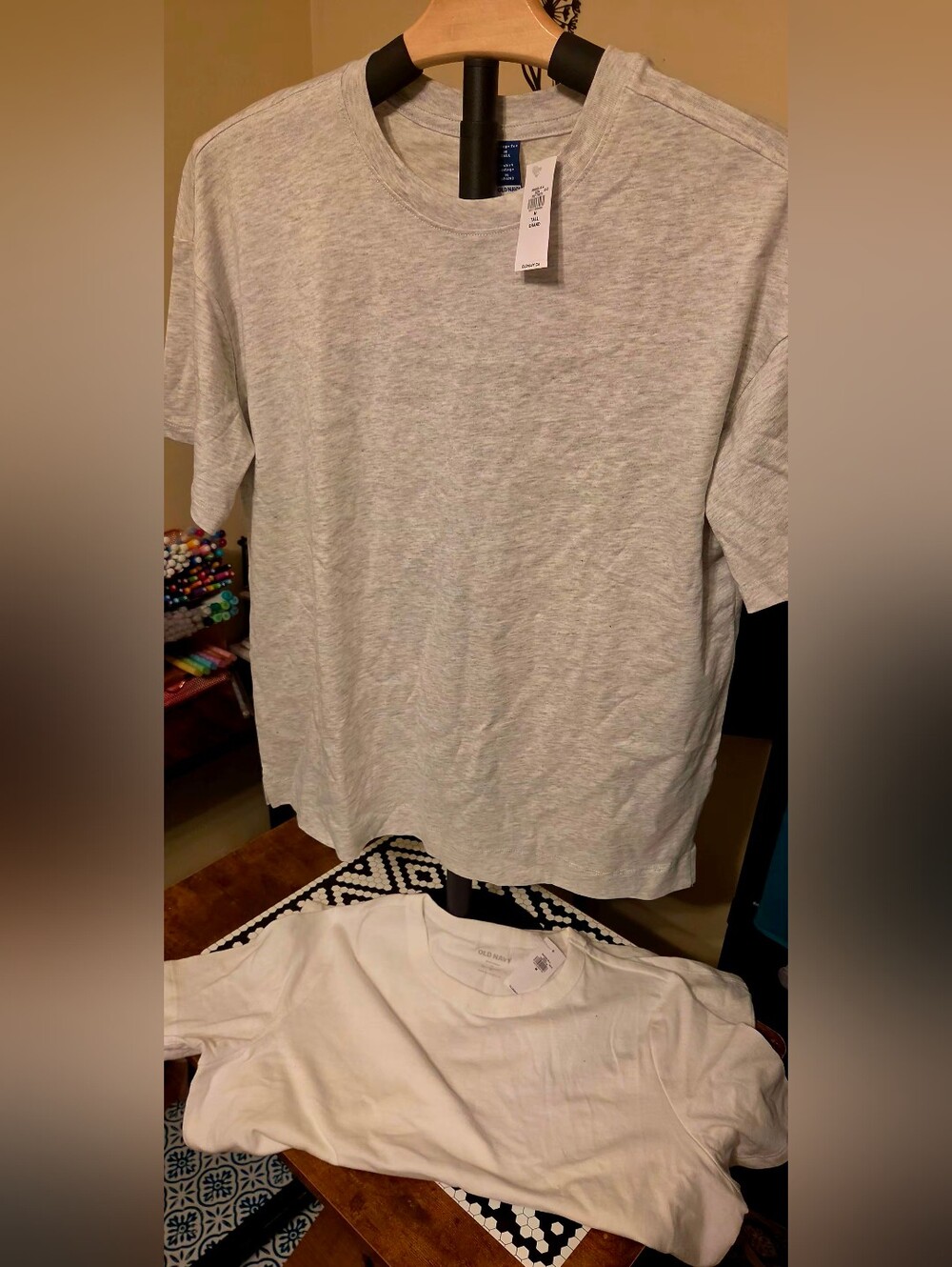 2 For 1 Old Navy Light Grey And White Short-Sleeve Crewneck T-Shirt